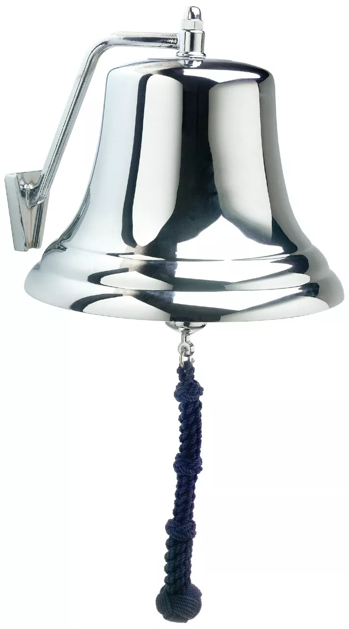 12" Chrome Bell w/ Navy Monkey's Fist Lanyard #12000C