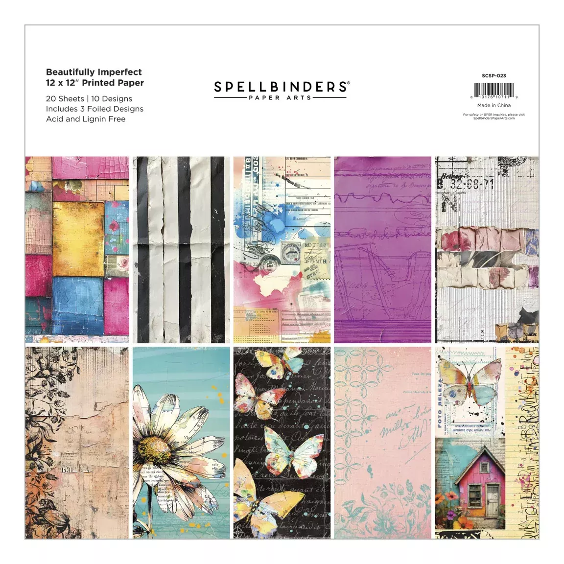 12 x 12 Paper: Spellbinders-BEAUTIFULLY IMPERFECT PRINTED PAPER