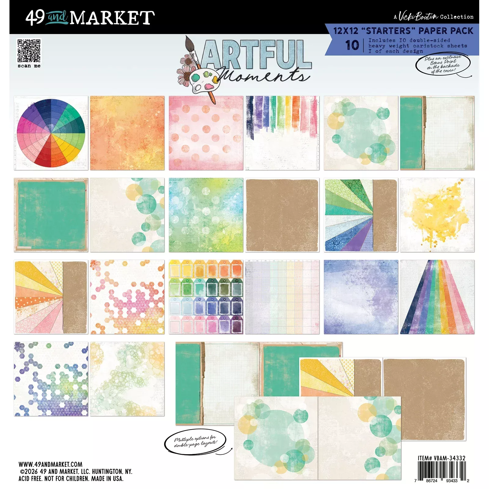 12x12 Paper Collection: 49 and Market Artful Moments 12×12 Starters Collection Pack