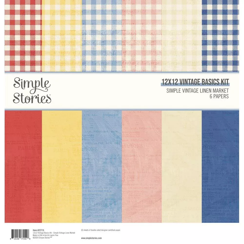 12x12 Paper: Simple Stories Vintage Basics Kit 12"X12"-Simple Vintage Linen Market