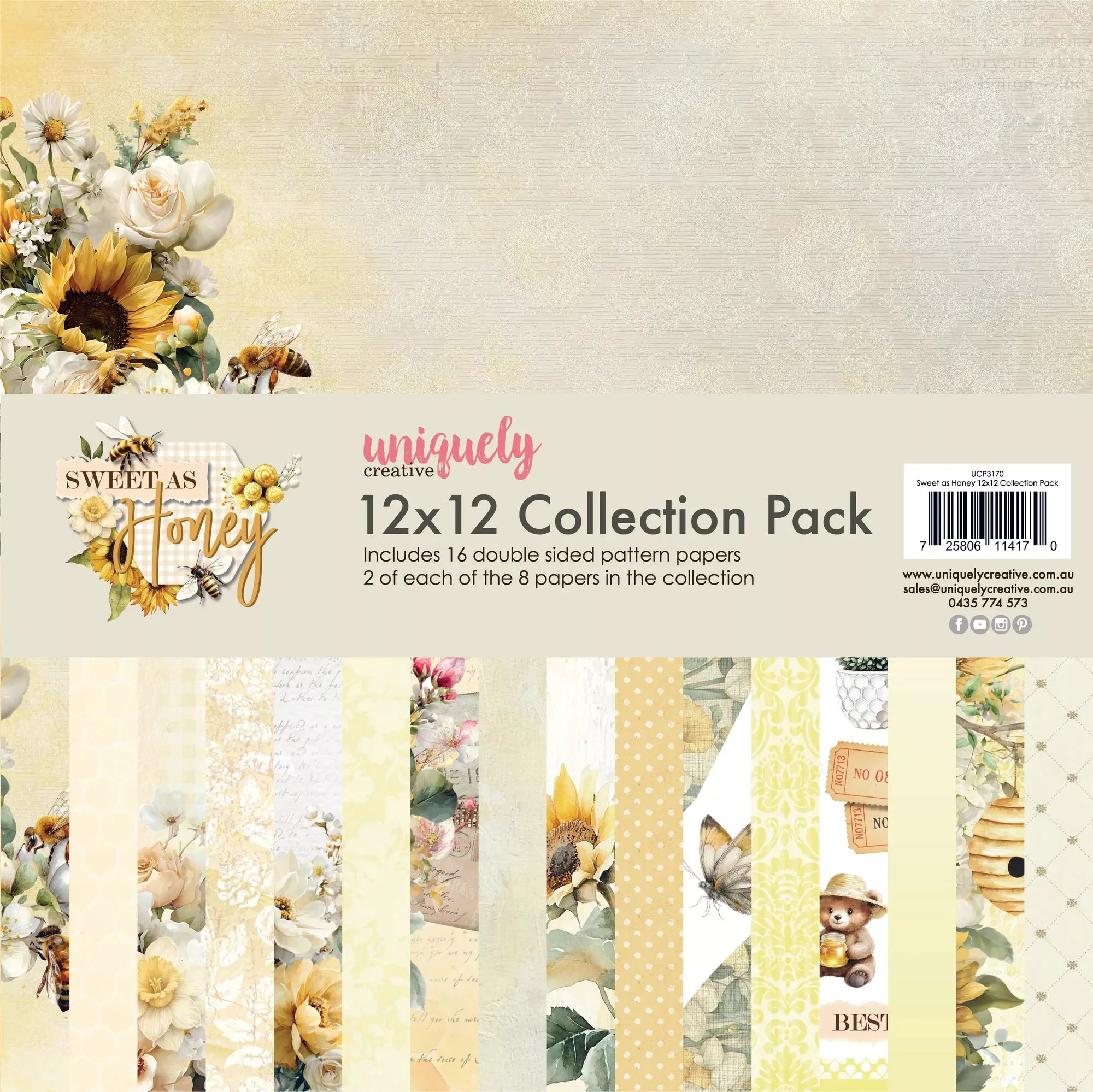 12x12 Paper-Uniquely Creative-SWEET AS HONEY 12 X 12 COLLECTION PACK