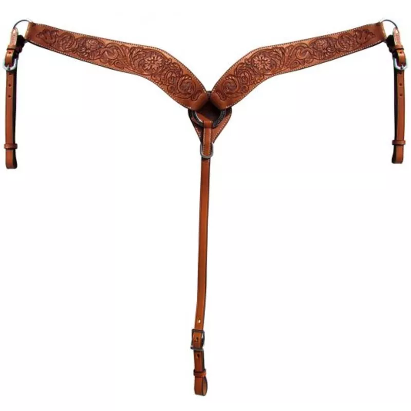 #14100: Showman Argentina cow leather tooled breastcollar