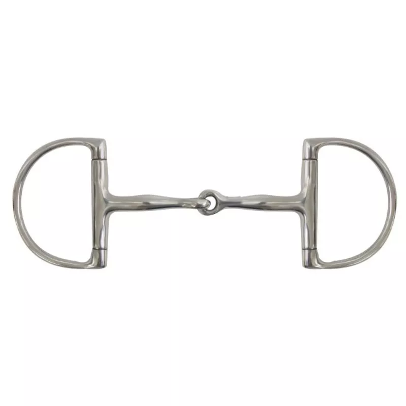 #28-131-1: Showmanstainless steel D-ring bit with 5" snaffle mouth and large 4" cheeks