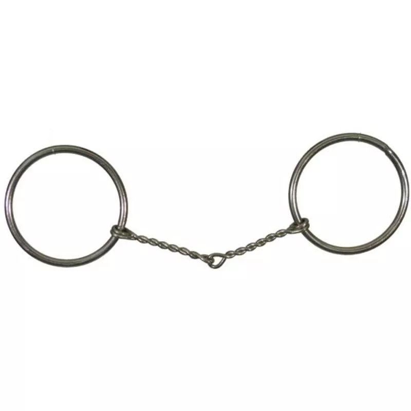 #46941: Showman Horse sizenickel plated O-ring snaffle bit with 5" small twisted wire mouth
