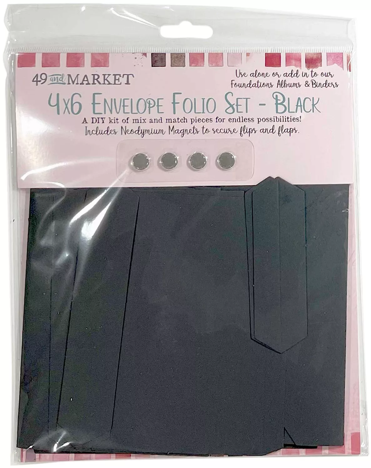 49 And Market Foundations 4"X6" Envelope Folio Set Black