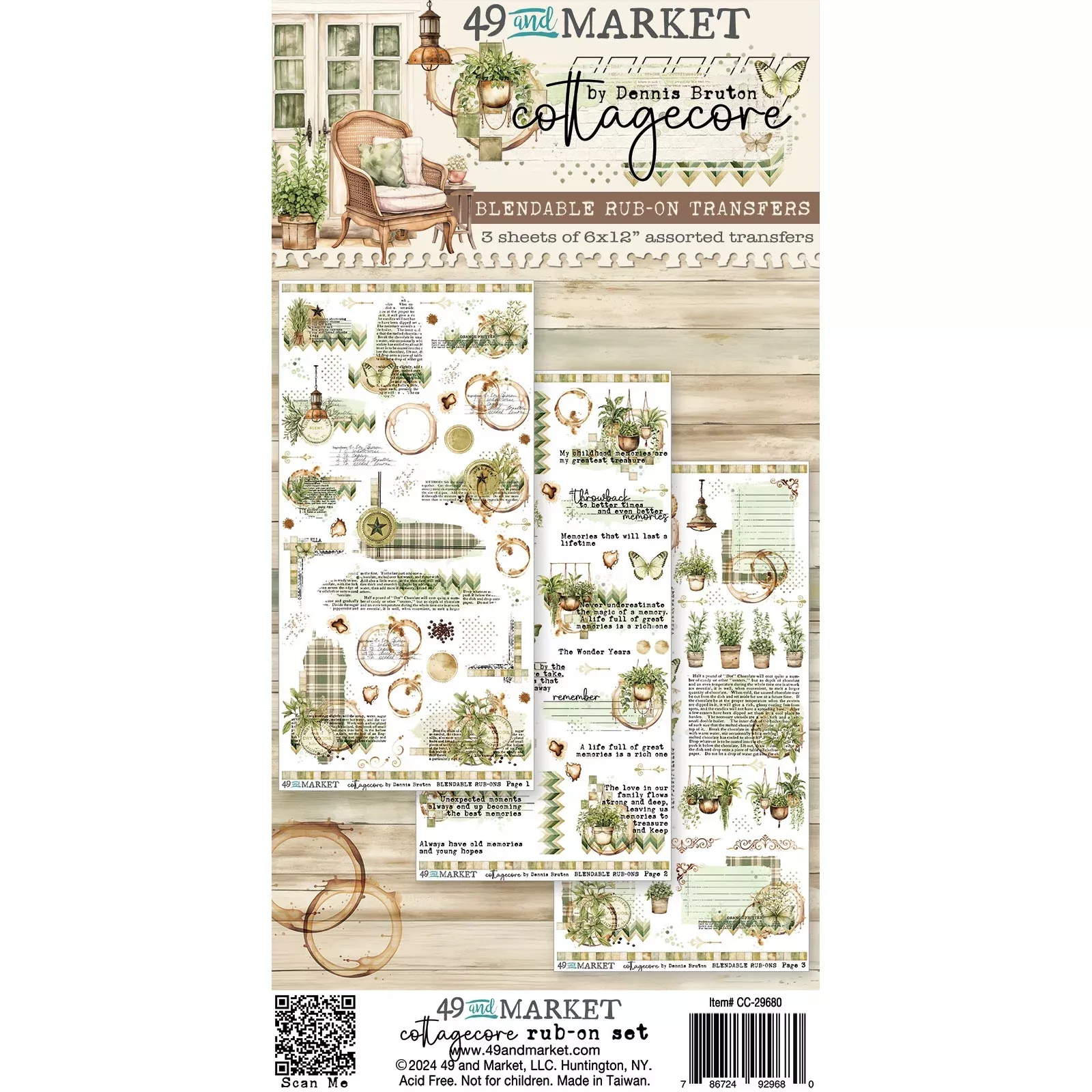 49 & Market Rub-On Transfer Set 6x12 - Cottagecore, CC-29680