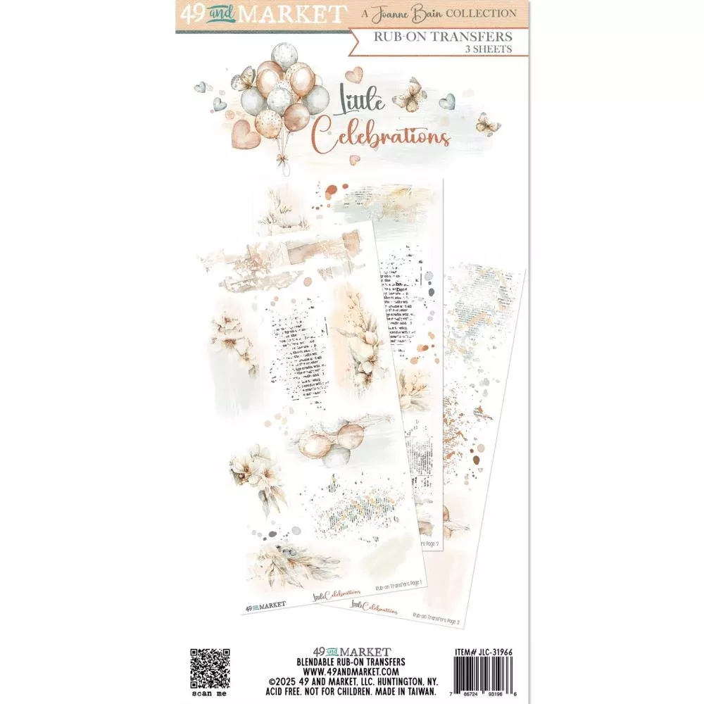 49 And Market Rub-Ons Transfer Set 6"X12" Little Celebrations