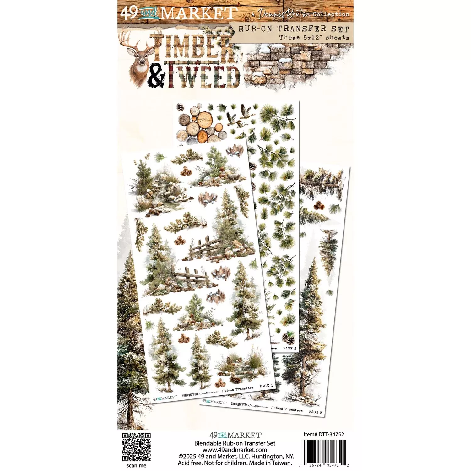 49 & Market - Timber & Tweed Rub-on Transfer Set, DTT-34752