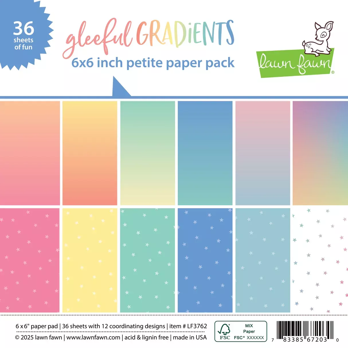 6x6 Paper: Lawn Fawn-Gleeful Gradients Petite Paper Pack