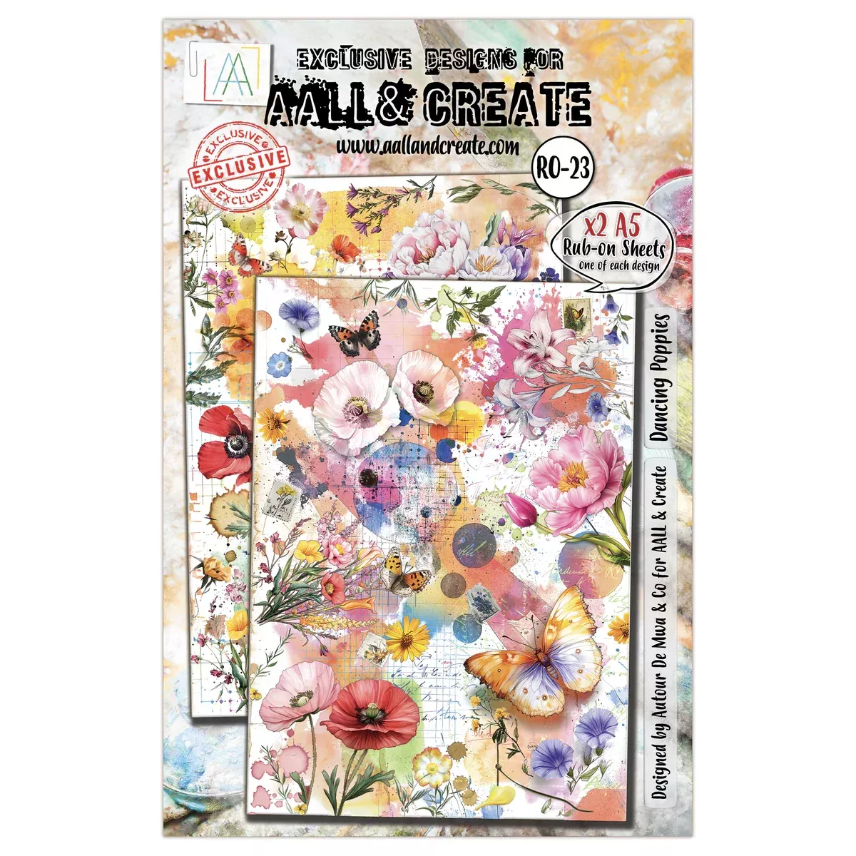 AALL and Create - A5 Rub-Ons - Dancing Poppies -023
