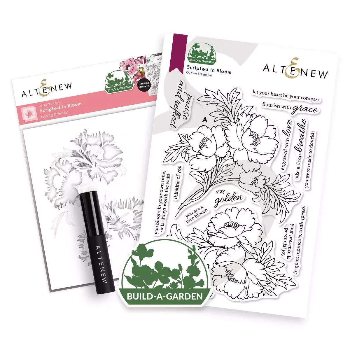 Altenew - Clear Stamps & Stencils - Build-A-Garden: Scripted in Bloom
