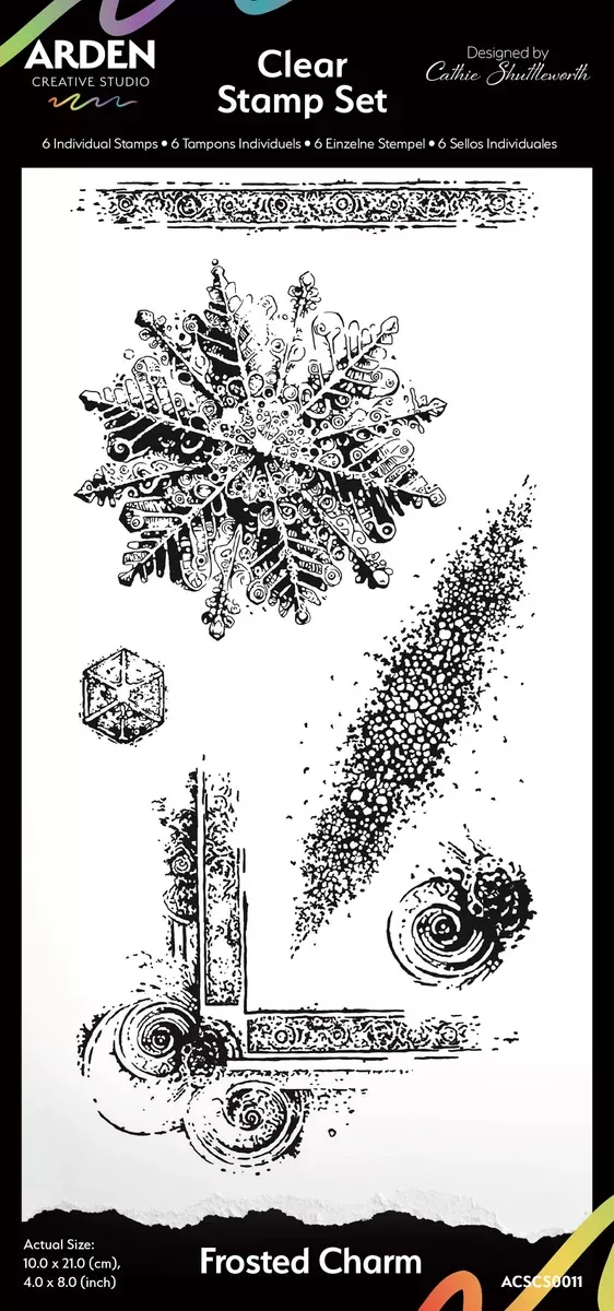 Arden Creative Studio Frosted Charm 4in x 8in Clear Stamp Set