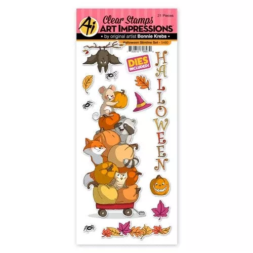 Art Impressions HALLOWEEN SLIMLINE Clear Stamps and Dies 5460*