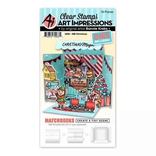 Art Impressions Matchbook CHRISTMAS Clear Stamps and Dies 5500