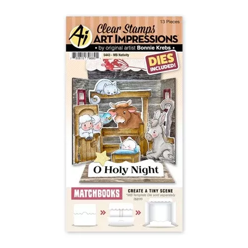 Art Impressions Matchbook NATIVITY Clear Stamps and Dies 5443