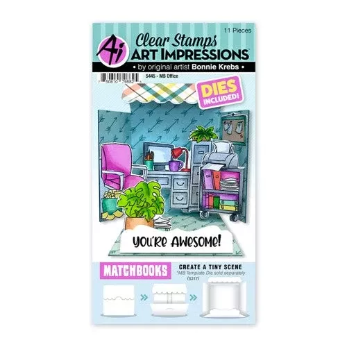 Art Impressions Matchbook OFFICE Clear Stamps and Dies 5445