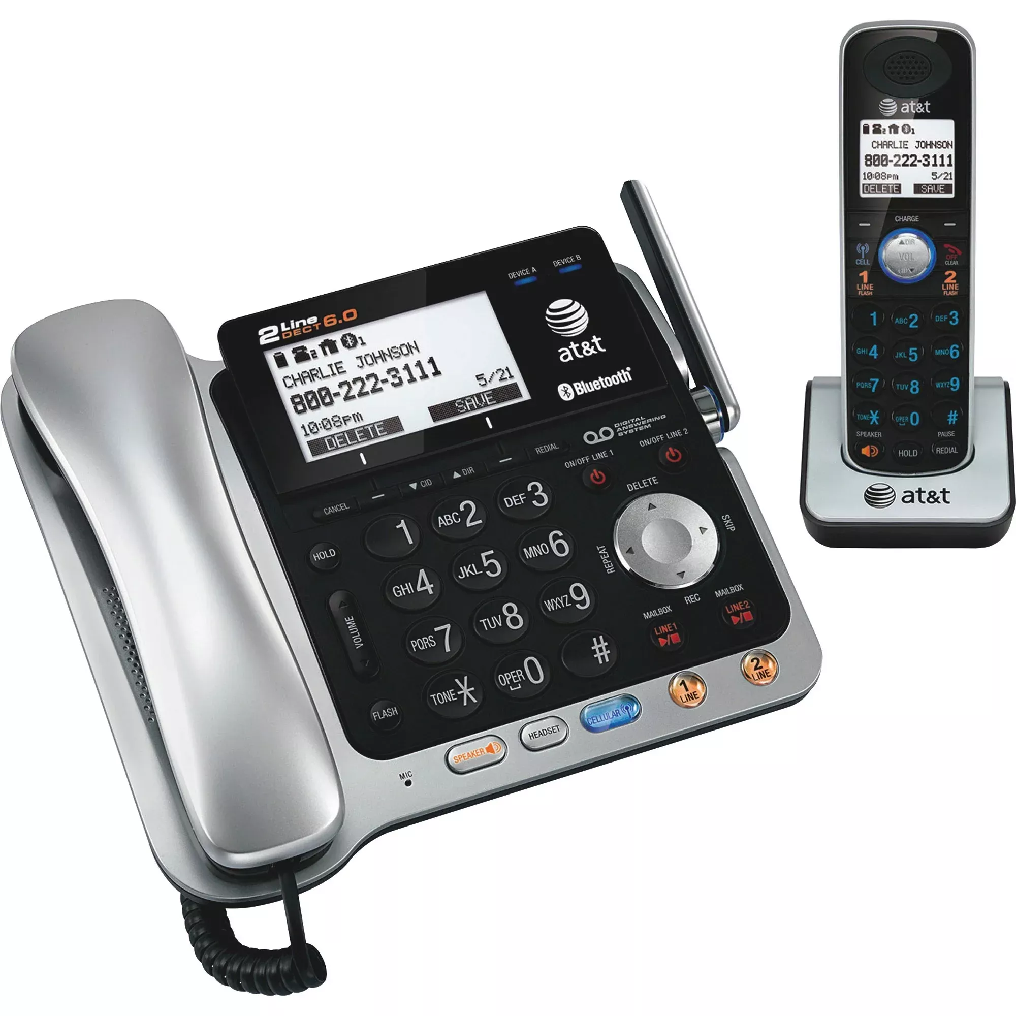 AT&T Tl86109 Two-Line Dect 6.0 Phone System With Bluetooth