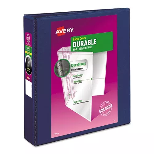 Avery 17024 Durable View Binder With Durahinge And Slant Rings, 3 Rings, 1.5" Capacity, 11 X 8.5, Blue