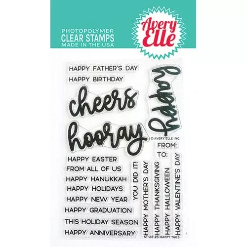 Avery Elle Clear Stamps HAPPY TAGS ST-22-25*