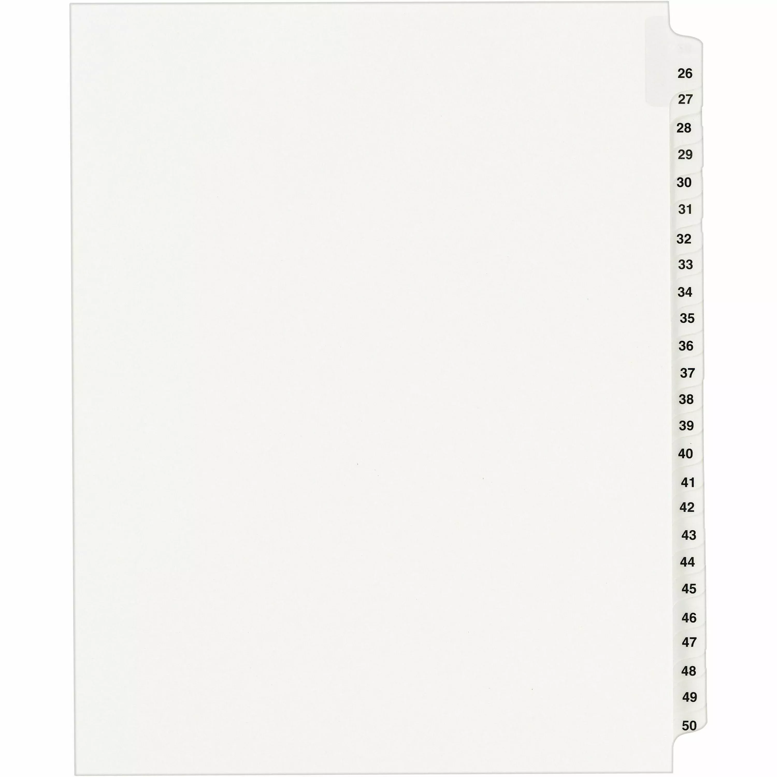 Avery Preprinted Legal Exhibit Side Tab Index Dividers, Avery Style, 25-Tab, 26 To 50, 11 X 8.5, White, 1 Set, (1331)
