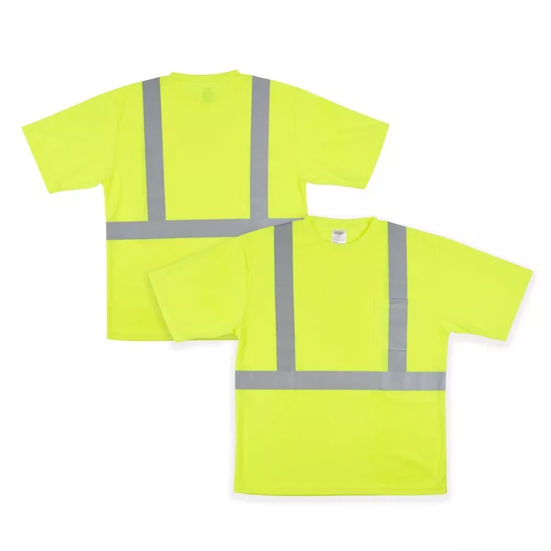 Be Safe Type R Class 2 Lime XL High Visibility Mesh Safety Shirt – Short Sleeve, Reflective Tape – 1 count box