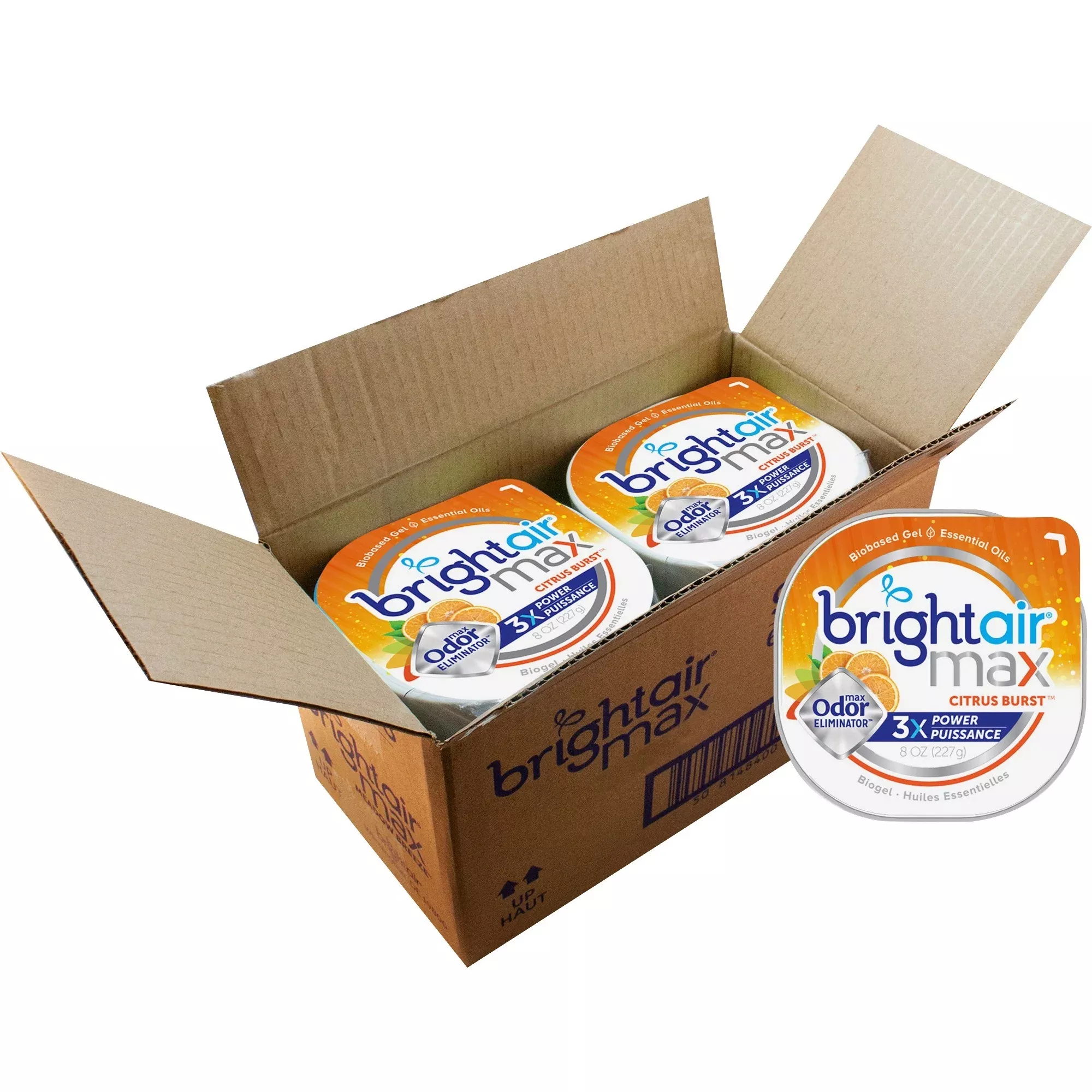 BRIGHT Air Odor Eliminator Gel,Citrus,8 oz,5"x5"x1-4/5",6/CT,Orange