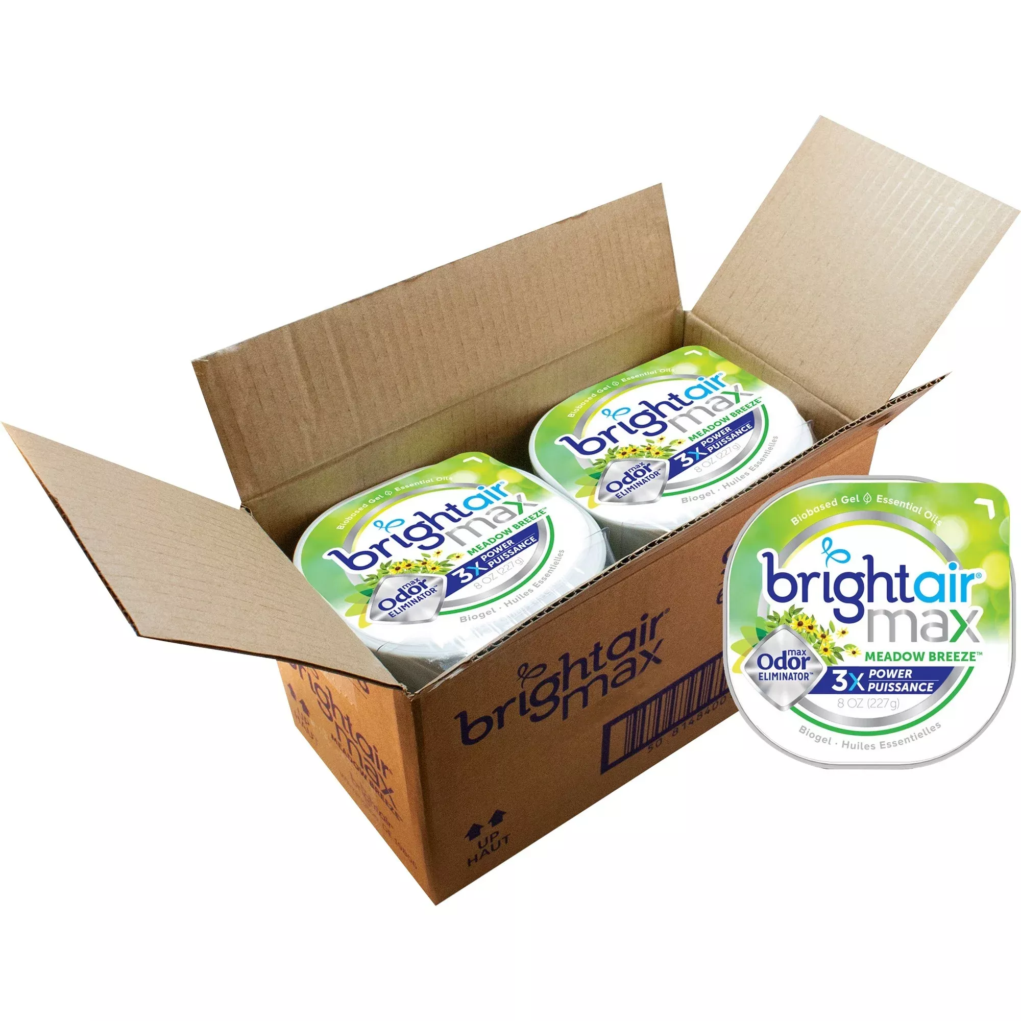 BRIGHT Air Odor Eliminator Gel,Meadow Breeze,8 oz,5"x5"x1-4/5",6/CT,GN