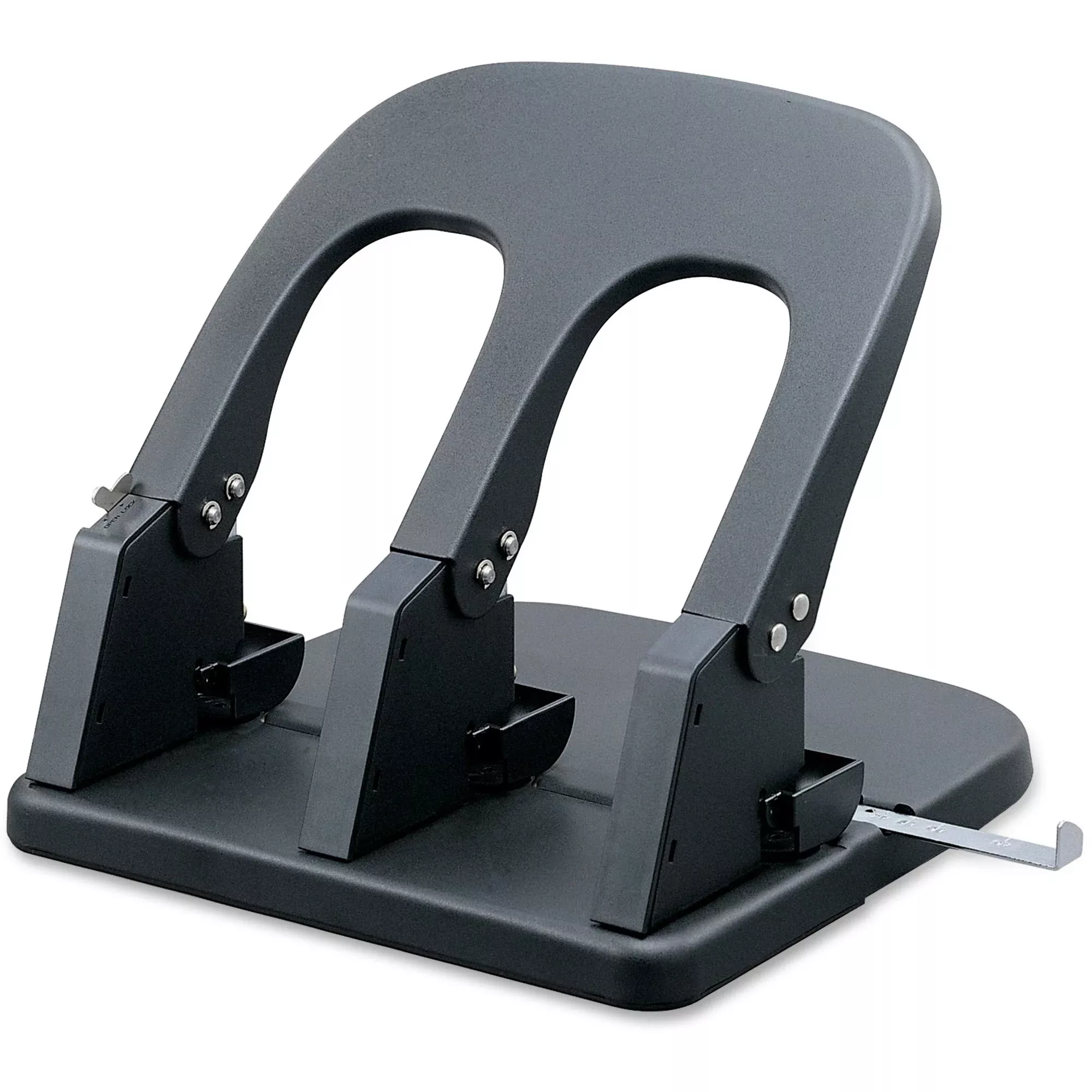 Business Source 3-Hole Punch, 100 Sht Cap, 10-1/5"x10-2/5"x6-1/5", Black
