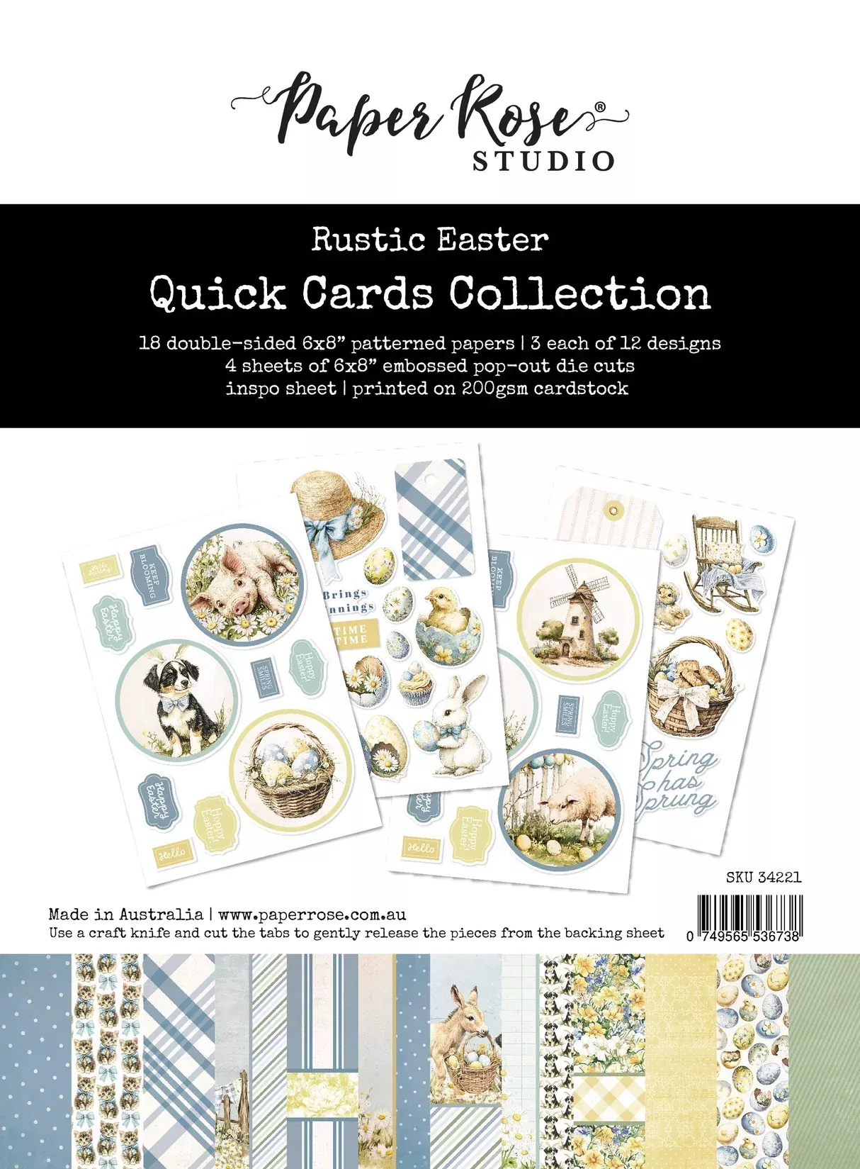 Card Kit: Paper Rose Studio-RUSTIC EASTER 6X8" QUICK CARDS COLLECTION