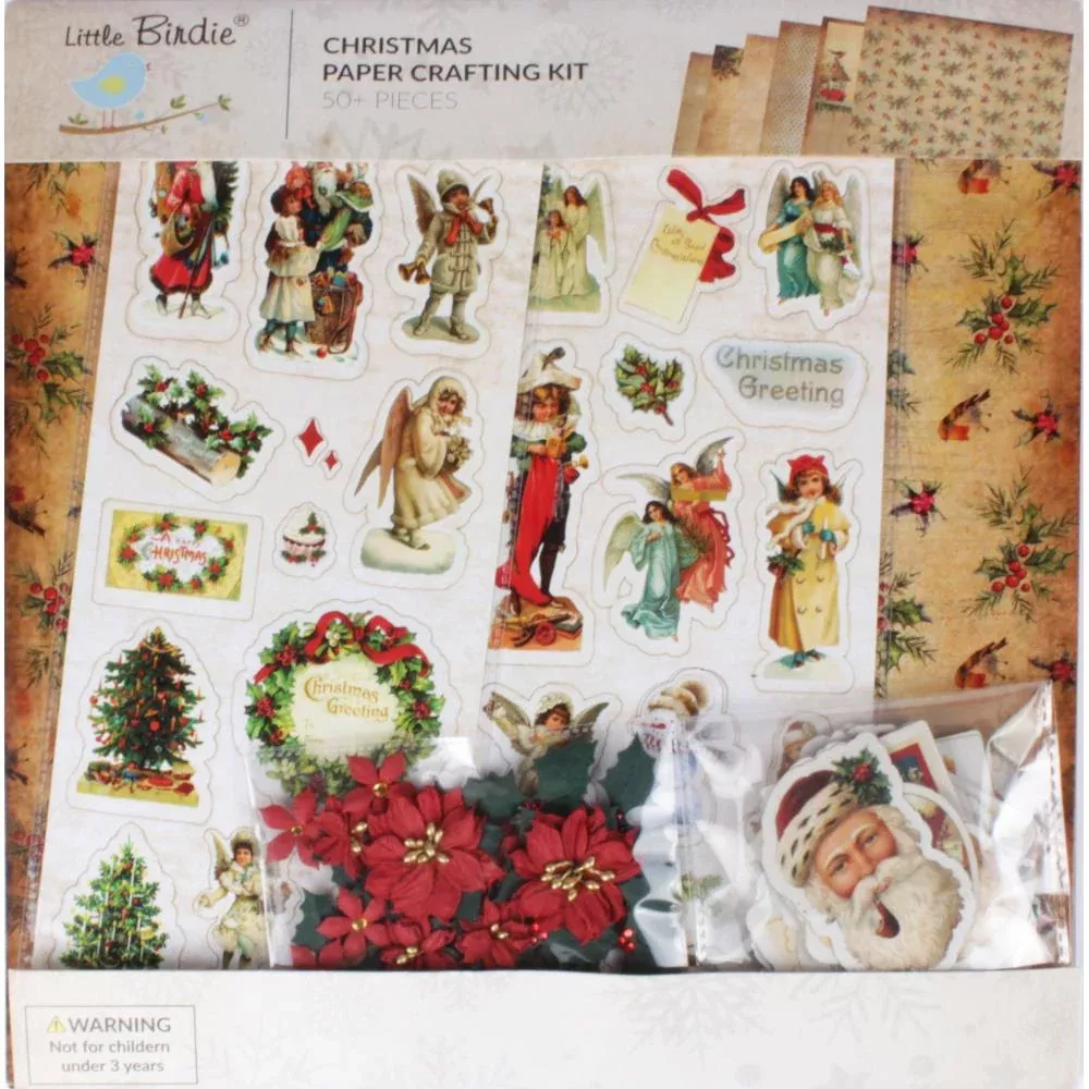 Card/Scrapbooking Kit: Little Birdie Christmas 12"x12" Paper Crafting Kit-Joyful Celebration