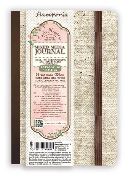 Create Happiness Paper Mixed Media Journal A6 36 Blank Pages/300gsm
