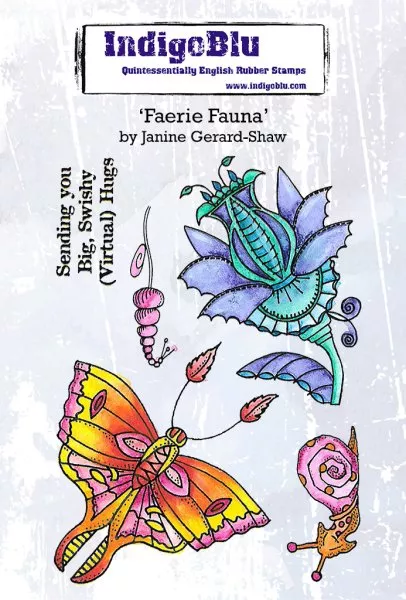 Faerie Fauna - Red Rubber Stamp A6 - IndigoBlu