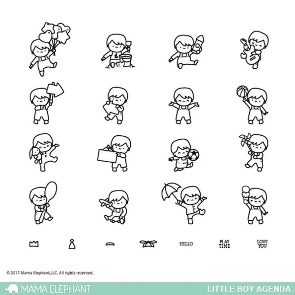 Little Boy Agenda - Clear Stamps - Mama Elephant