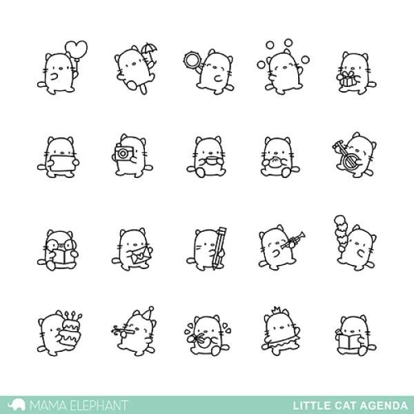 Little Cat Agenda - Clear Stamps - Mama Elephant