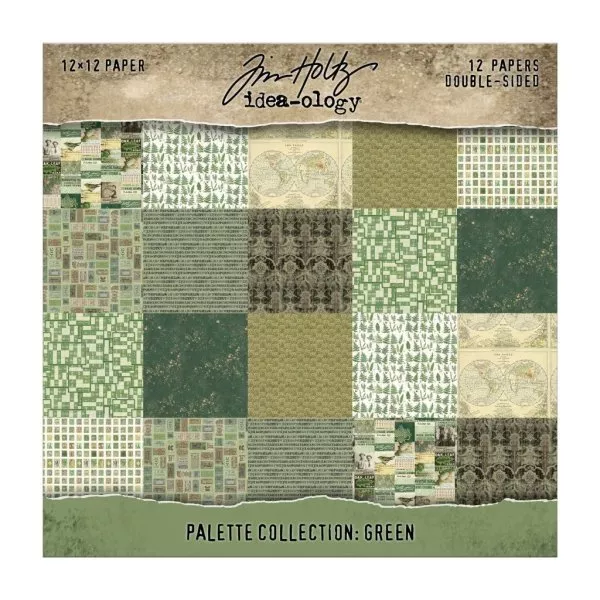 Palette Collection Green - Scrapbooking Paper - 12"x12" - Idea-ology - Tim Holtz