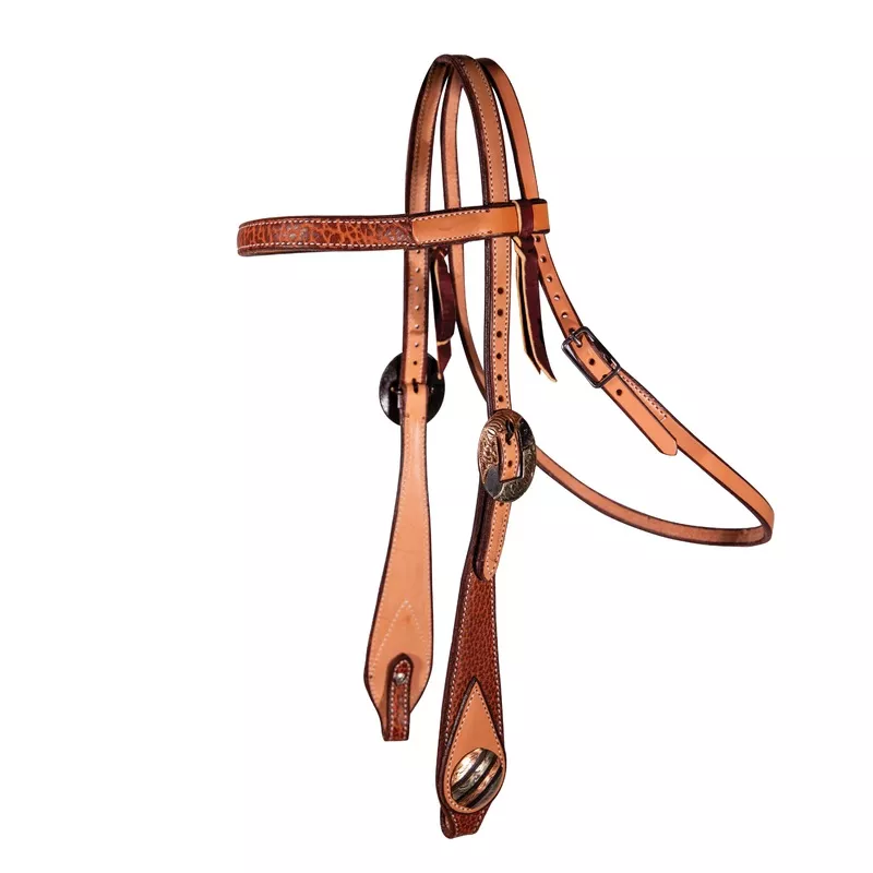 *PC Headstall Browband Swell Cheek Tan Bison