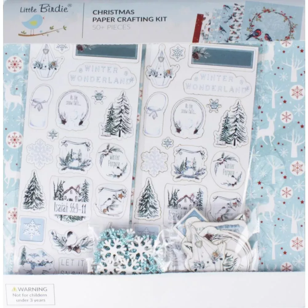 Scrapbooking/Card Kits: Little Birdie Christmas 12"x12" Paper Crafting Kit-Joy of Winter