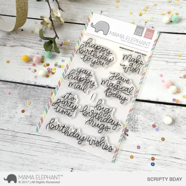 Scripty BDay - Clear Stamps - Mama Elephant
