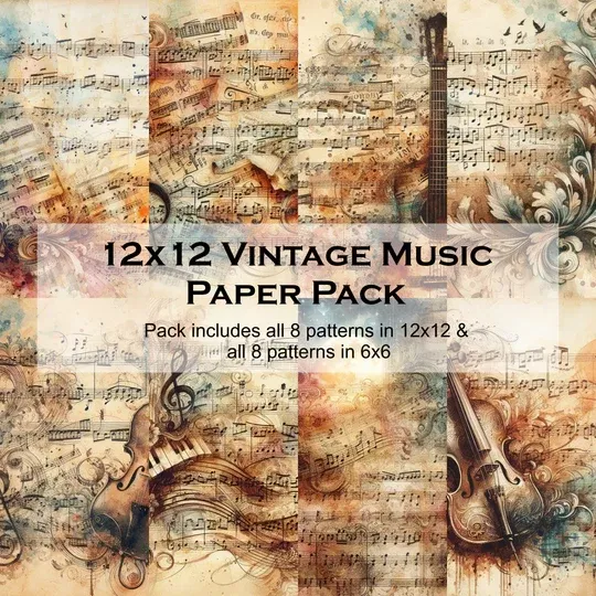 Simply Stated- Vintage Music 12x12 Paper Pack - Melody Of Colors