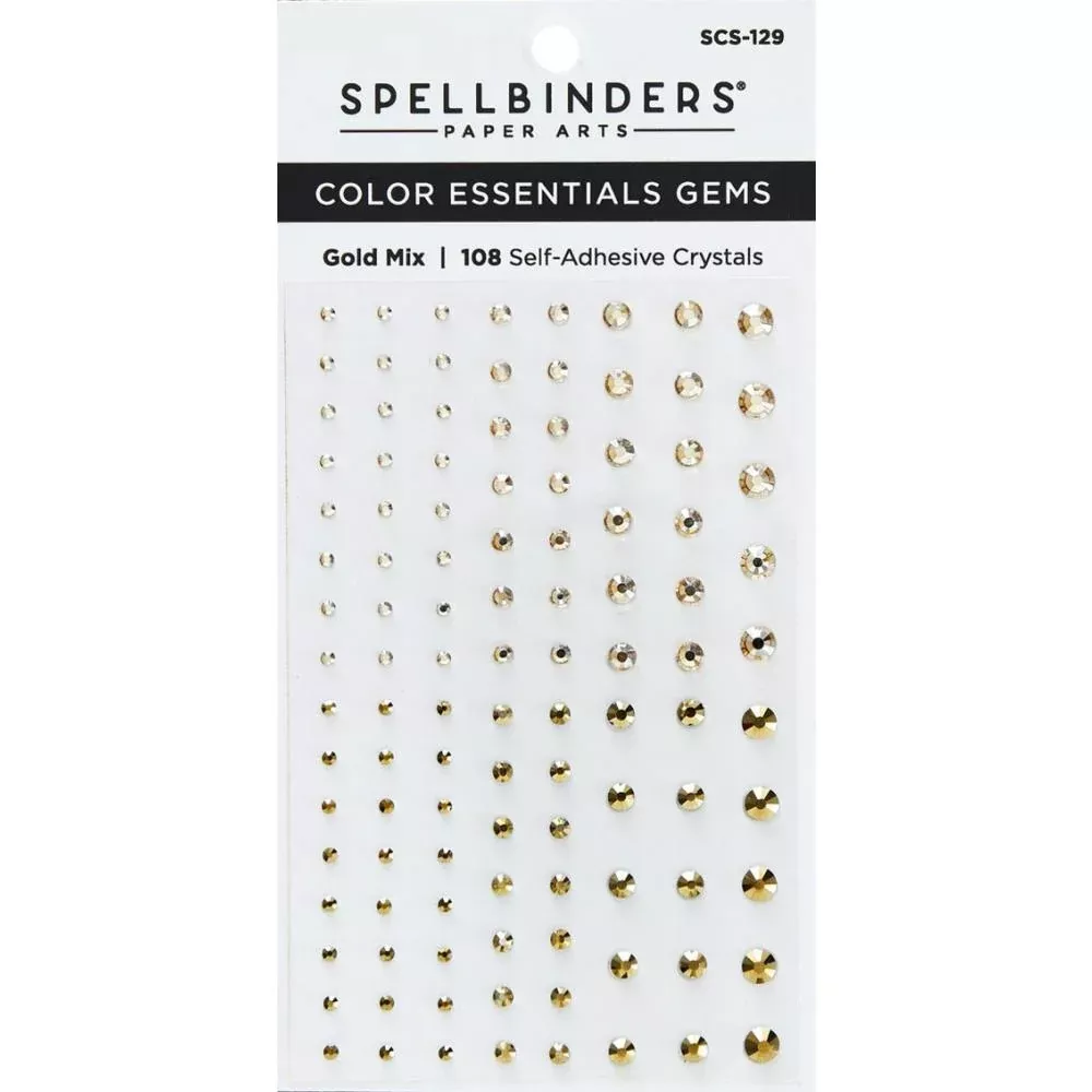 Spellbinders Color Essentials Gems 108/Pkg-Gold Mix