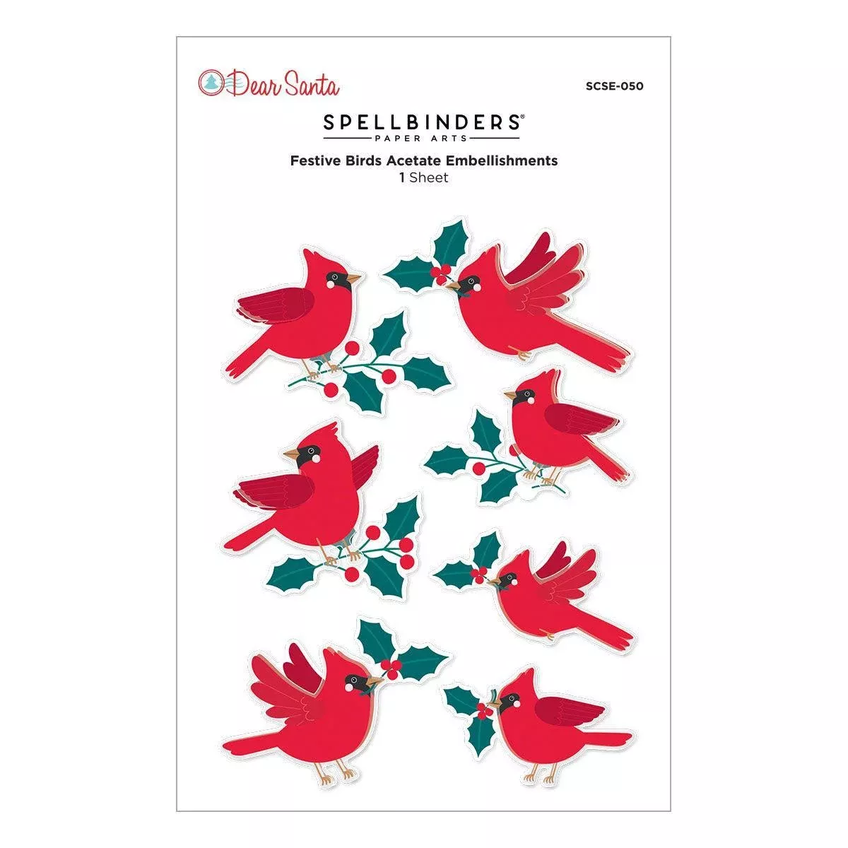 Spellbinders - Dear Santa Collection - Dimensional Stickers - Festive Birds