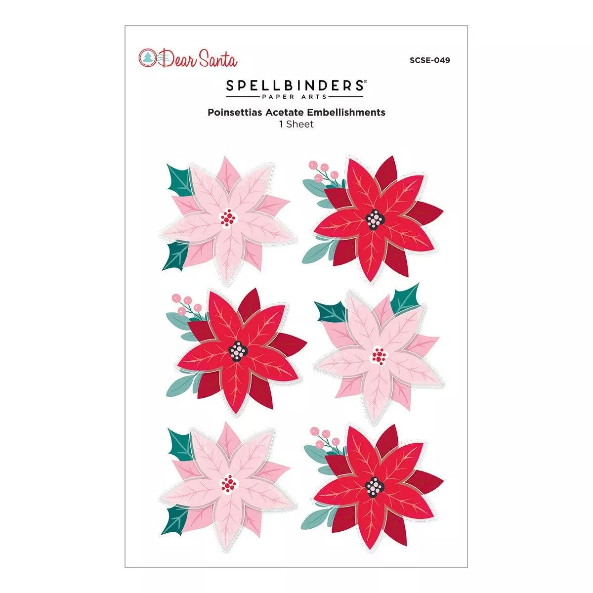 Spellbinders - Dear Santa Collection - Dimensional Stickers - Poinsettias
