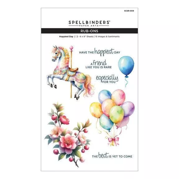 Spellbinders - Just Add Cake Collection - Rub-Ons - Happiest Day