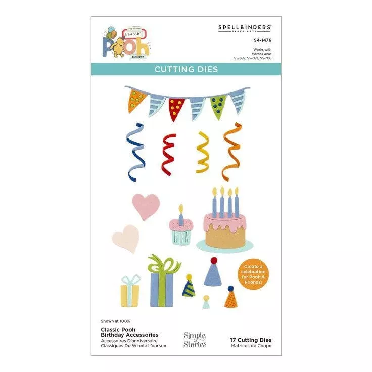Spellbinders - Say Cheese Classic Pooh Birthday Collection - Dies - Classic Pooh Birthday Accessories