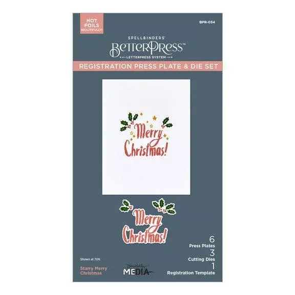 Spellbinders - Starry Holiday Collection - Registration Press Plates & Dies - Starry Merry Christmas