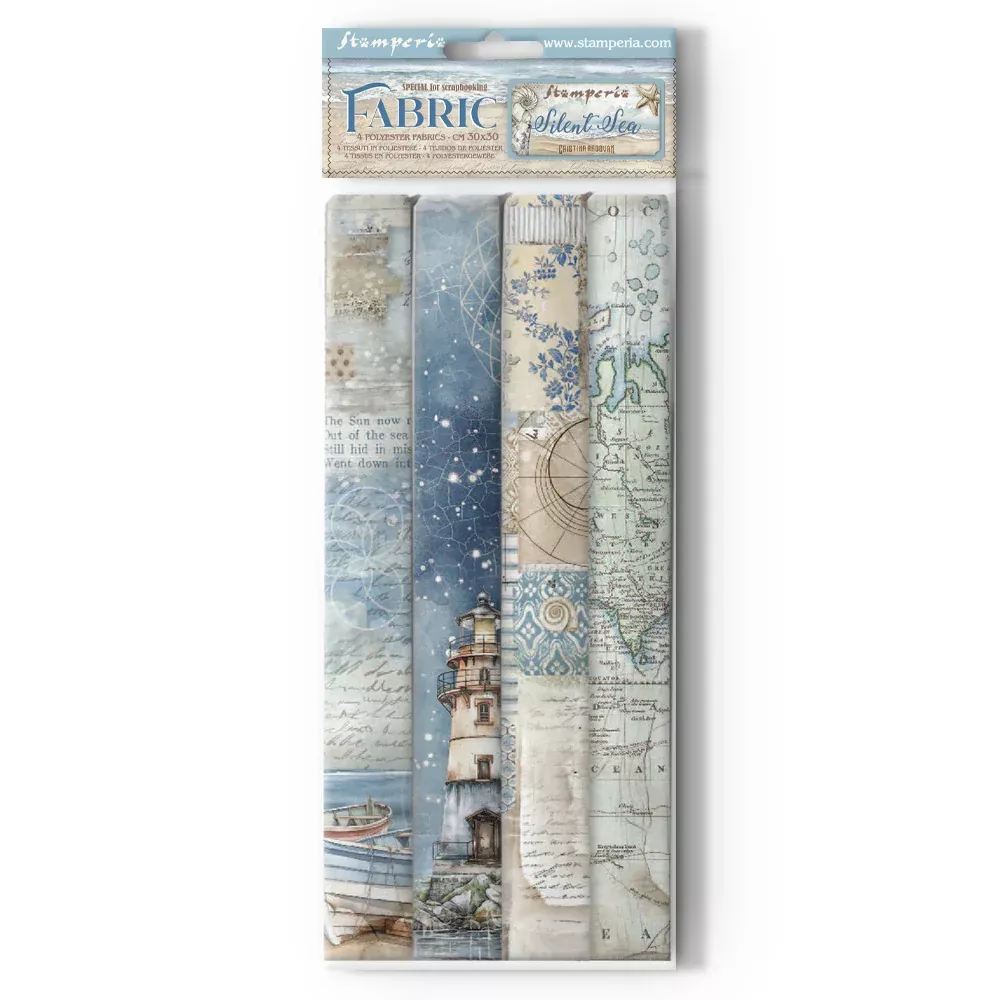 Stamperia Pack 4 sheets fabric cm 30x30 - Silent Sea