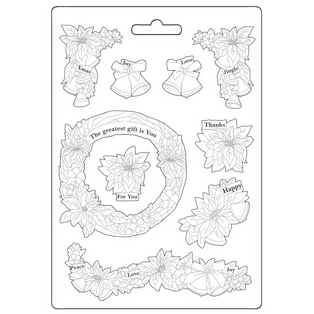 Stamperia Soft Mould A5 - Poinsettia and garlands