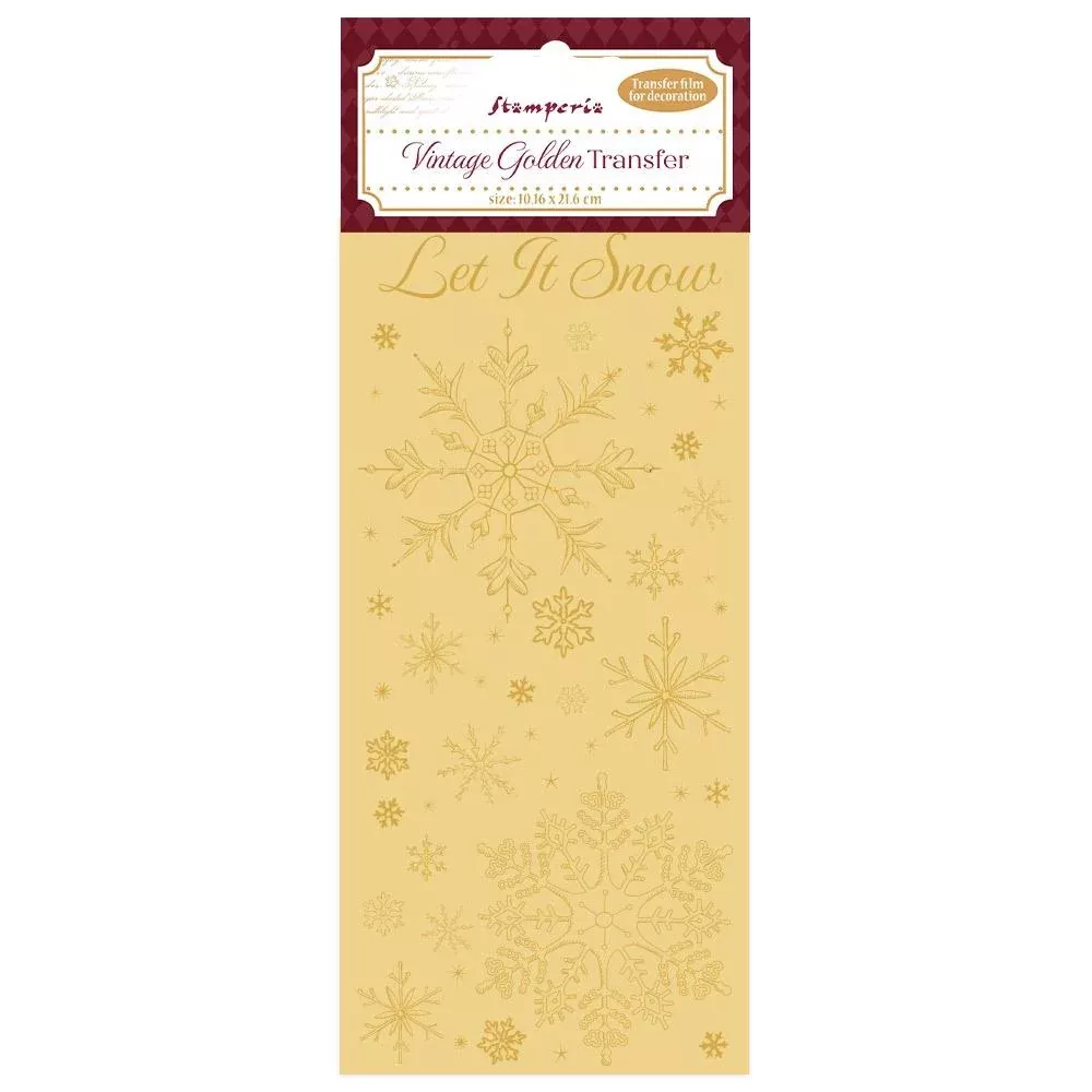 Stamperia - Vintage Golden Transfer 4"X8.5" Let It Snow