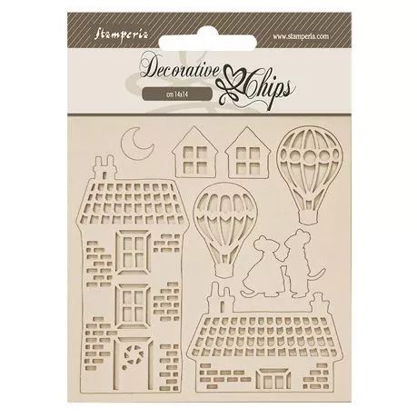 StamperiaDecorative Chips - Family House & Balloons, SCB281