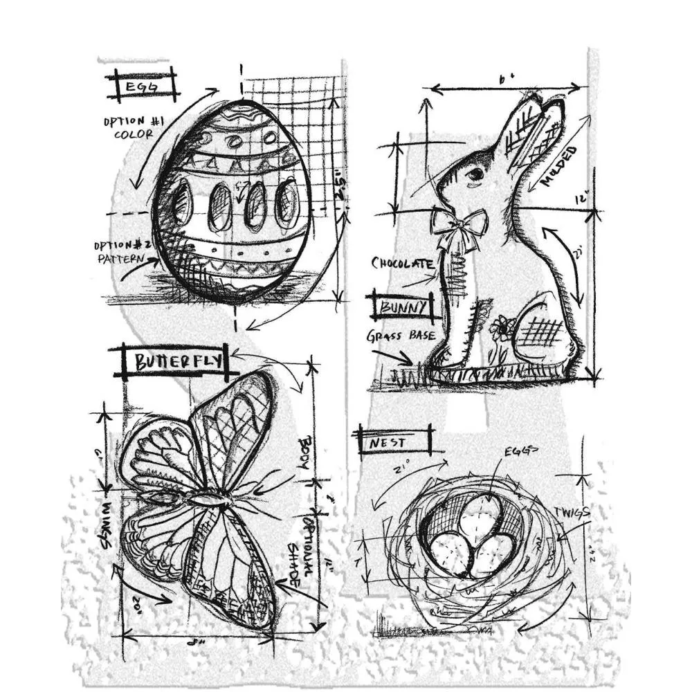 Stampers Anonymous Cling Stamp Set - Easter Blueprint, CMS144